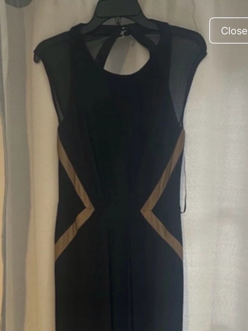 Windsor Black Maxi Dress with Tan Trim and Open Back